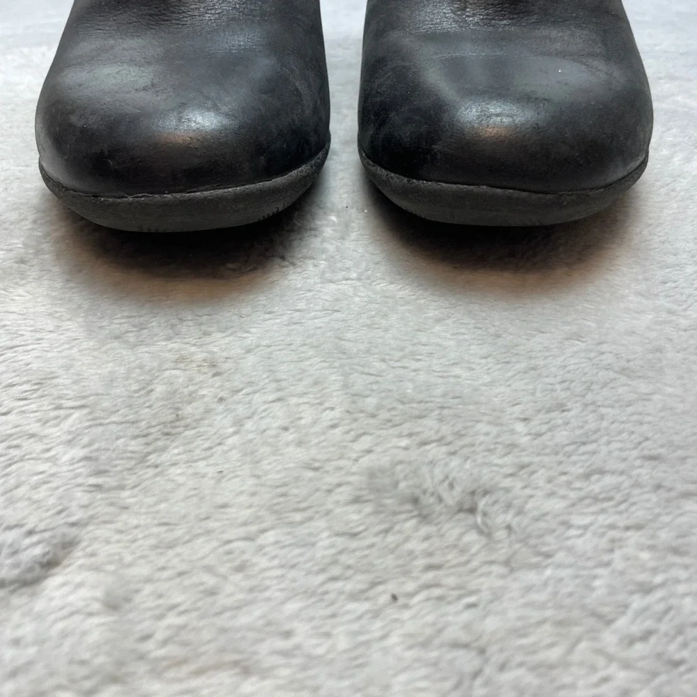 Dansko Womens Perry Leather Ankle Booties Size 36/5.5-6 Black Nubuck Side Zip
